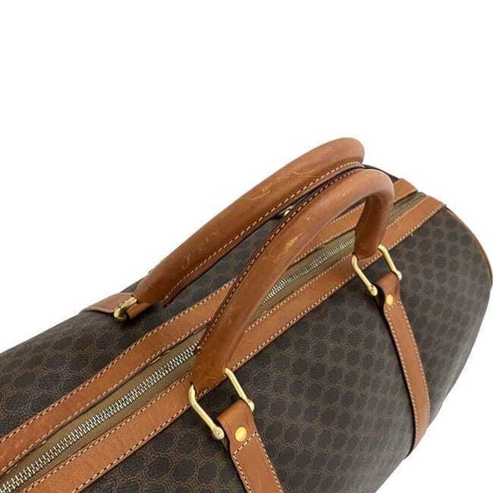 Celine Boston Bag Brown Gold Macadam Handbag Leather Travel Zipper Logo All - Picture 7 of 10